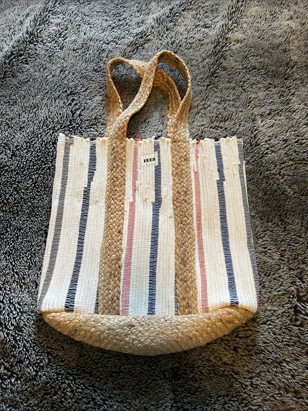 Feed Raffia Striped Tote Bag
